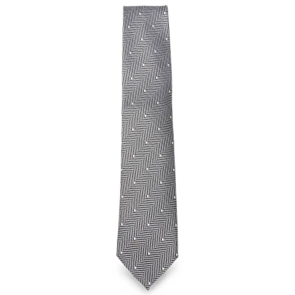 Polka-Dot And Herringbone Pattern Silk Tie Women